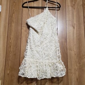 NWT Maniju Dress Lg Ivory Lace Tulle Party Prom Wedding One Shoulder